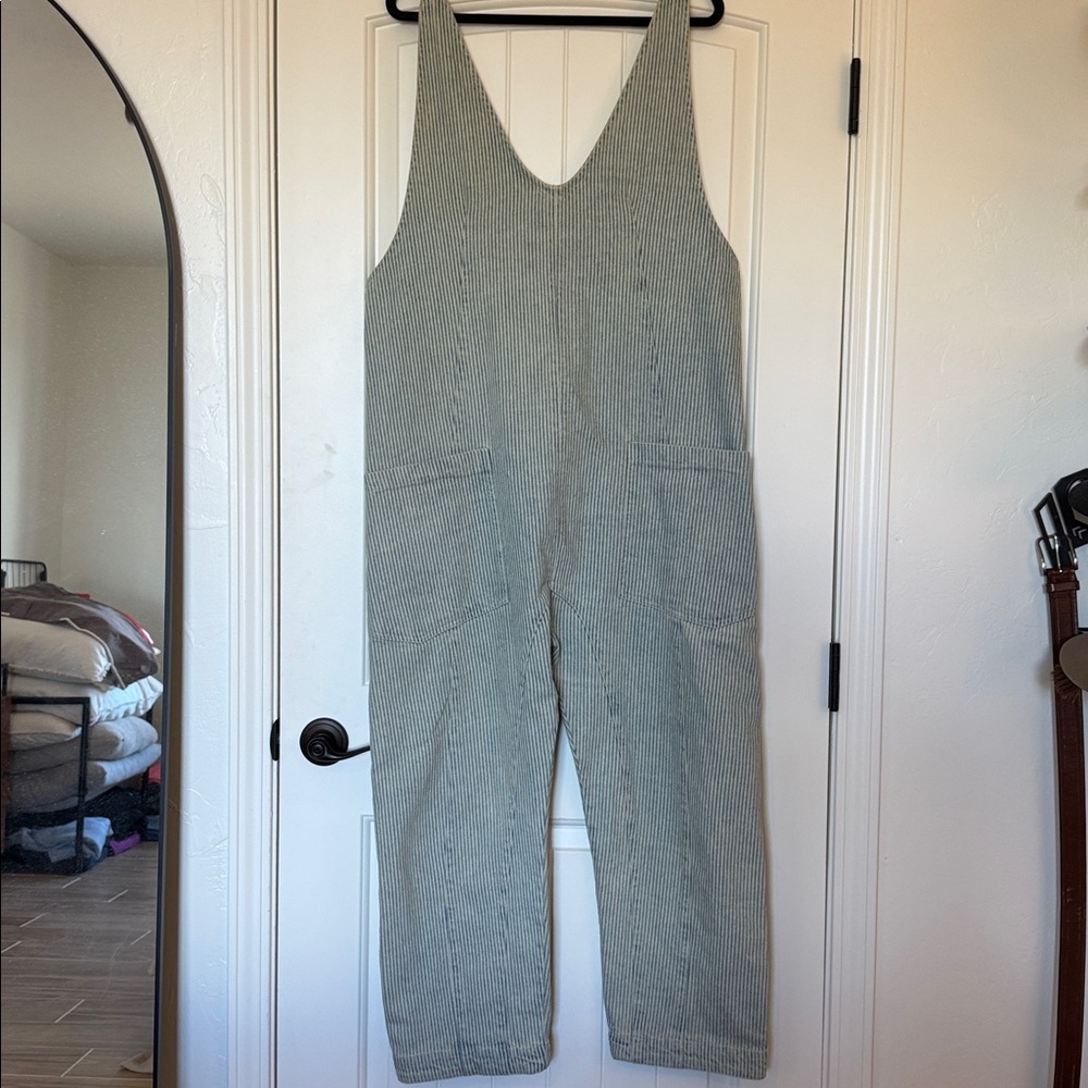 Free People Railroad Striped Overalls with Pockets